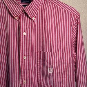 Vintage 80s 90s Chaps Red and White Striped Button-Down Shirt